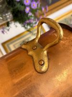 Autentisks antīks franču kapara katls ar vāku un misiņa rokturiem (antique french copper stockpot) (6204) - Image 3