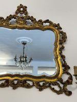 Bronzas/Zelta krāsas, koka spogulis, vidēji liela izmēra (3904) - Image 2