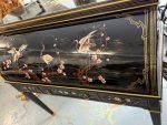 Secrétaire cylindre ancien laque japonaise avec grues et sakura, view 8