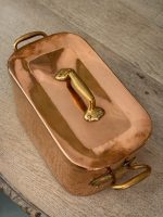 Masīvs kapara zivju katls ar vāku un misiņa rokturiem — vēsturiskā virtuves historisma stilā, (Heavy Copper Fish Kettle with Lid and Brass Handles — Kitchen Historism Style) (6191) - Image 11