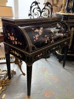 Antik rullesekretær i japansk lak med traner og sakura - Chinoiserie /