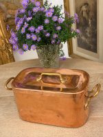 Masīvs kapara zivju katls ar vāku un misiņa rokturiem — vēsturiskā virtuves historisma stilā, (Heavy Copper Fish Kettle with Lid and Brass Handles — Kitchen Historism Style) (6191) - Image 2