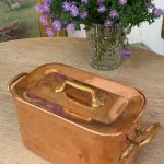 antique copper fish kettle with lid
