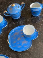 Japanese Lithophane Geisha Tea Set — Blue with Gold Cranes, Early 20th Century (6729) - Image 11