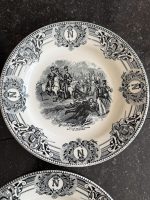 Antīki dekoratīvie fajansa šķīvji, Napoleona motīvi, 5 gab. — Boch Frères, 19.gs. beigas (6687) - Image 5