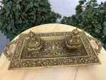 Ekskluzīvs liela izmēra antīks misiņa parādes galda komplekts — tintnīca (antique brass inkstand) (4410) - Image 3