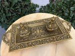 Ekskluzīvs liela izmēra antīks misiņa parādes galda komplekts — tintnīca (antique brass inkstand) (4410) - Image 4