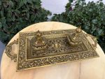 Ekskluzīvs liela izmēra antīks misiņa parādes galda komplekts — tintnīca (antique brass inkstand) (4410) - Image 11
