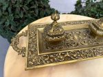 Ekskluzīvs liela izmēra antīks misiņa parādes galda komplekts — tintnīca (antique brass inkstand) (4410) - Image 12