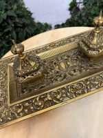 Ekskluzīvs liela izmēra antīks misiņa parādes galda komplekts — tintnīca (antique brass inkstand) (4410) - Image 14