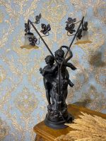 Liela, ļoti smaga galda lampa ar figūrām, 2 spuldzēm (410) - Image 8