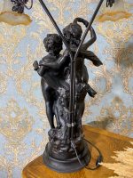 Liela, ļoti smaga galda lampa ar figūrām, 2 spuldzēm (410) - Image 9