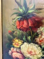 Glezna ar ziediem un biezu zelta krāsas rāmi, vidēji maza izmēra (691) - Image 15