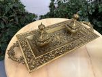Ekskluzīvs liela izmēra antīks misiņa parādes galda komplekts — tintnīca (antique brass inkstand) (4410) - Image 2