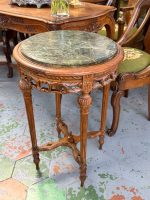 Wooden flower table with green marble — Neoclassical style, medium size, medium height (7028) - Image 3