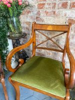 Regency krēsli ar roku balstiem, sarkankoks, zaļš samts, pāris (2967) - Image 6