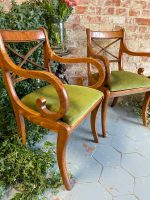 Regency krēsli ar roku balstiem, sarkankoks, zaļš samts, pāris (2967) - Image 4