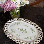 antique vieux paris porcelain platter reticulated gold flowers