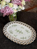 antique vieux paris porcelain platter reticulated gold flowers