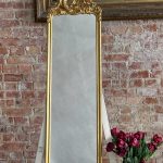 antique narrow full length gilt mirror rococó carve details
