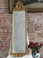 antique narrow full length gilt mirror rococó carve details