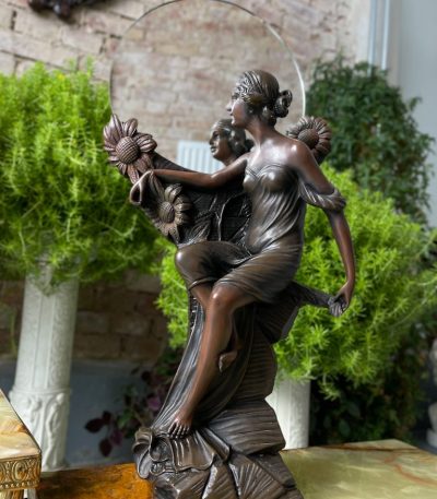 Art Deco Figur med Spejl, Tung (3353)