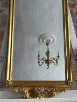Elegants un Garš Antīka Stila Sienas Spogulis Zeltītā Neorokoko Rāmī (antique narrow full length gilt mirror) — Spoguļu un interjera māksla, (6445) - Image 3