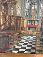 Oil Painting on Canvas ''Church Interior with a Nun'' — F. Autome, Belgium, c. 1880–1920 (6295) - Image 6