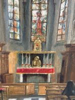 Oil Painting on Canvas ''Church Interior with a Nun'' — F. Autome, Belgium, c. 1880–1920 (6295) - Image 8
