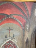 Oil Painting on Canvas ''Church Interior with a Nun'' — F. Autome, Belgium, c. 1880–1920 (6295) - Image 10