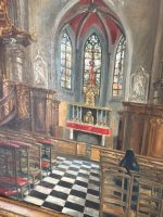 Oil Painting on Canvas ''Church Interior with a Nun'' — F. Autome, Belgium, c. 1880–1920 (6295) - Image 11