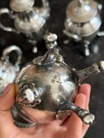 French Silver Tea and Coffee Set with Ram Heads — Empire Style, 19th C. (6715) - Image 8