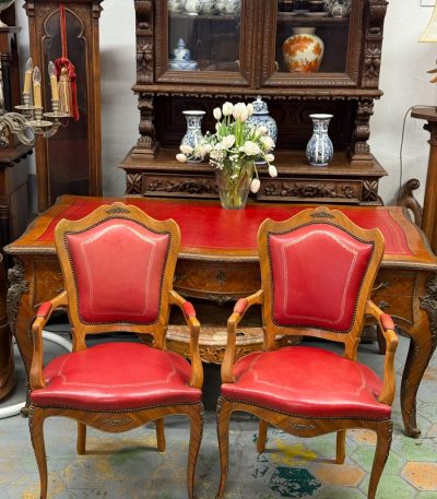 2 kontorstole med armlæn — Louis XV stil, Frankrig, ca. 1880–1910