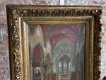 Oil Painting on Canvas ''Church Interior with a Nun'' — F. Autome, Belgium, c. 1880–1920 (6295) - Image 19