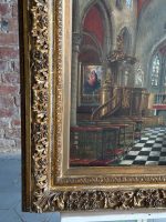 Oil Painting on Canvas ''Church Interior with a Nun'' — F. Autome, Belgium, c. 1880–1920 (6295) - Image 20