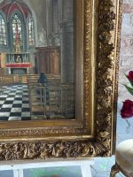 Oil Painting on Canvas ''Church Interior with a Nun'' — F. Autome, Belgium, c. 1880–1920 (6295) - Image 21