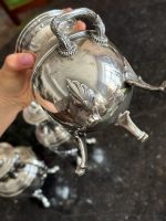 French Silver Tea and Coffee Set with Ram Heads — Empire Style, 19th C. (6715) - Image 21