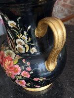 Lielformāta antīka terakotas vāze ar gleznotiem ziediem (6685) - Billede 4