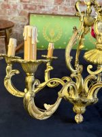 griestu lampa skaistā zeltītā krāsā un ar skaistām svecītēm , vidēji liela izmēra, 6 spuldzēm, smaga (7034) - Image 7