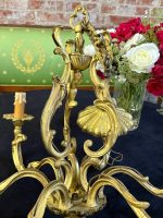 griestu lampa skaistā zeltītā krāsā un ar skaistām svecītēm , vidēji liela izmēra, 6 spuldzēm, smaga (7034) - Image 9