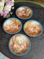 Antīki dekoratīvie porcelāna šķīvji ar eņģeļiem — Historicisms, Francija, 1878. gads (6688)