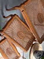 Luxurious Wooden Flower Table Set (3 pcs) with Cane and Glass - Louis XV Style, (6363) - Image 3