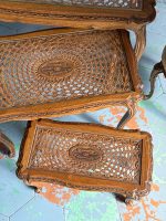 Luxurious Wooden Flower Table Set (3 pcs) with Cane and Glass - Louis XV Style, (6363) - Image 12