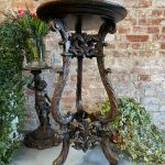 Carved plant stand oak