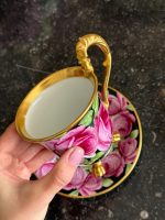 Grezna Porcelāna Krūzīte ar Apakštasīti un Rožu Motīviem — Bīdermeijera stilā, (Elegant Teltau Porcelain Cup with Saucer — Biedermeier Style) (6694) - Image 15