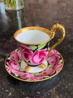 Grezna Porcelāna Krūzīte ar Apakštasīti un Rožu Motīviem — Bīdermeijera stilā, (Elegant Teltau Porcelain Cup with Saucer — Biedermeier Style) (6694) - Image 4