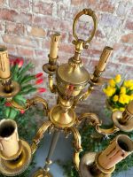 Grezna Metāla Stāvlampa ar Sešiem Svečturiem — Historisma stilā, (heavy bronze floor lamp candelabra - Historism Style) (3871) - Image 11