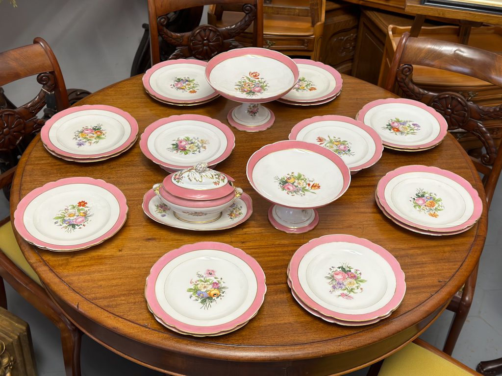 antique pink porcelain set