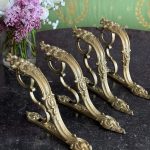 antique brass curtain rod brackets ornate holders set