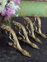 antique brass curtain rod brackets ornate holders set